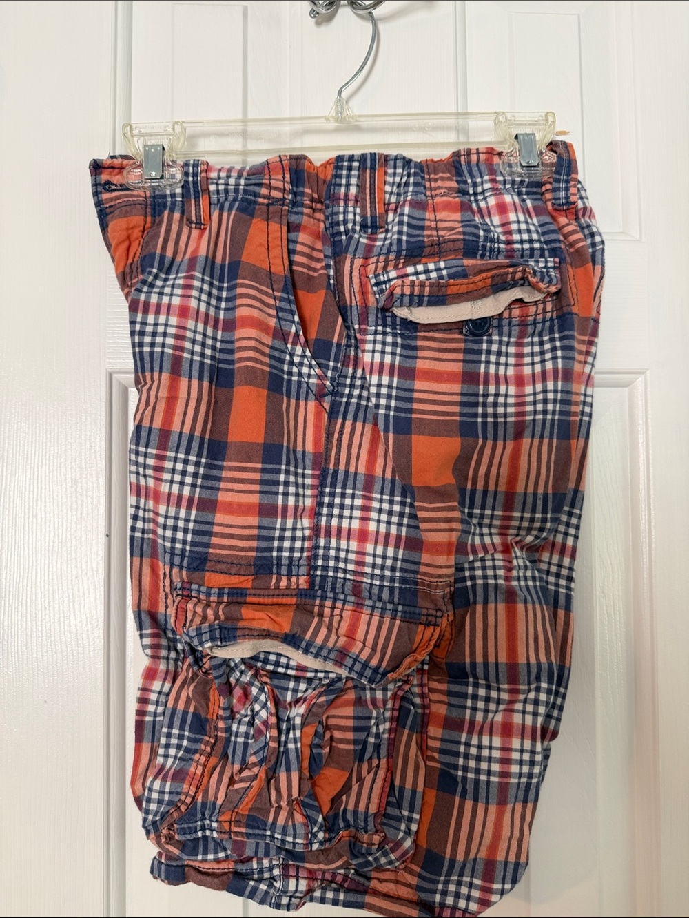 GapKids Boys Size 14 Plaid Cargo Pants - Orange & Navy
